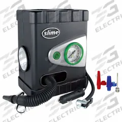 SLIME 12-Volt Tire Inflator: 100 psi Max Air Pressure, 0 psi Min Air Pressure, 12 V Volt, Plastic (MPN 40034). Key specifications — Includes: Multi-Purpose Air Adapters; Housing Material: Plastic; Brand: SLIME.