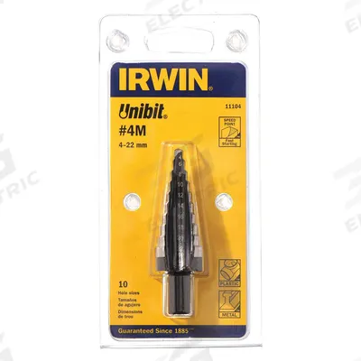 IRWIN Step Drill Bit: 4 mm to 22 mm, Black Oxide HSS - High-Speed Steel Step Drill Bits