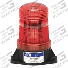 ECCO Beacon Light: Flashing Beacon, Red, 4 7/8 in Overall Ht, LED, 12-80V DC (MPN 6262R). Key specifications — Operating Voltage: 12-80V DC; Number of Flash Patterns: 80 FPMx8; Includes: Gasket; Electrical Connection: Blunt Cut Wires; Mount Type: Bolt; Brand: ECCO; Shape: Round; Lighting SAE Class Rating: SAE Class 3.