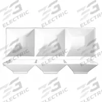 ITI 3-Compartment Bowl: 33 oz Capacity, 15 1/8 in Dia, Porcelain, Bright White (MPN FA3-15). Key specifications — Brand: ITI; Color: Bright White; Material: Porcelain; Product Type: Triple Square Bowl.