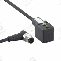 IFM Patch cable: M12 Male Right Angle x DIN Form B Industrial, 2 ft Cable Lg, PUR, Black, 5 Pins (MPN E10820). Key specifications — Wire Size: 4.80 mm; Brand: IFM; Cable Jacket Color: Black; IP Rating: IP67.