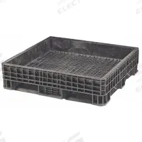 ORBIS Bulk Container: 13.2 cu ft, 48 in x 45 in x 19 3/8 in, Lid Not Included, 4-Way Entry, Black (MPN HDRS4845-19 BLACK). Key specifications — Brand: ORBIS; Stackable: Stacking Capable; Shape: Rectangular; Fork Entry: 4-Way Entry; Container Wall Type: Solid; Mobility: Stationary; Collapsible: Collapsible; Fork Pockets: Fork Pockets Included.
