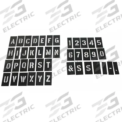 APPROVED VENDOR Stencil Set: 0 to 9/Ampersand (&)/A to Z/Dash (-)/Dollar Sign ($)/Period (.) - Plastic Interlocking Stencil Sets