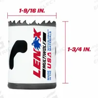 LENOX Hole Saw: 1 9/16 in Saw Dia., 3/5 Teeth per Inch, 1 1/2 in Max. Cutting Dp, 5/8-18 Thread Size (MPN 3002525L). Key specifications — attr1098070: 3/5; attr1098087: LENOX; attr1098073: 5/8-18.