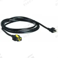 APC BY SCHNEIDER ELECTRIC Power Cord: 10 ft Lg, 3/14, 5-15P Plug, Locking C19 Receptacle, SJT, 5-15P (MPN AP8750). Key specifications — Brand: APC BY SCHNEIDER ELECTRIC; Jacket Material: Rubber/Plastic.