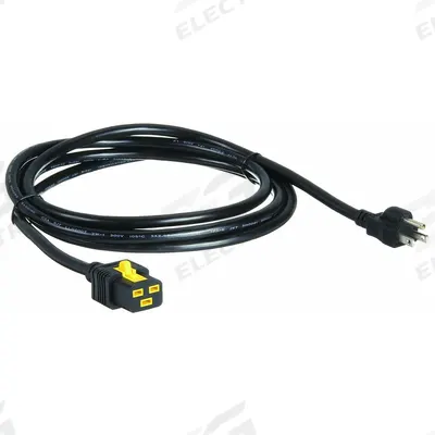 APC BY SCHNEIDER ELECTRIC Power Cord: 10 ft Lg, 3/14, 5-15P Plug, Locking C19 Receptacle, SJT - Electronic Equipment Power Cords