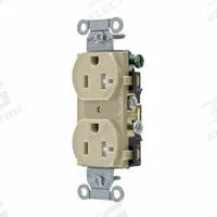 BRYANT Receptacle: Duplex, 5-20, Ivory, 125V AC, 20 A, 2 Pole / 3 Wire (MPN CRS20ITR)