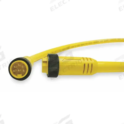BRAD HARRISON Cordset: 1"-16 Male Straight x Bare Wire, 7 Pins, Yellow, PVC, 1 ft Cable Lg - Single-Ended Cordsets
