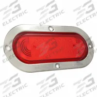 GROTE Stop/Turn/Tail Light: LED, Stop Light, Red, Oval, 3 5/8 in Overall Ht, 7 7/8 in Overall Wd (MPN 53972). Key specifications — Standards: FMVSS 108; Electrical Connection: Male Pin; Brand: GROTE; Installation Type: Permanent; Lens Color: Red; Mount Type: Bracket; Lighting Technology: LED; Light Type: Stop Light.
