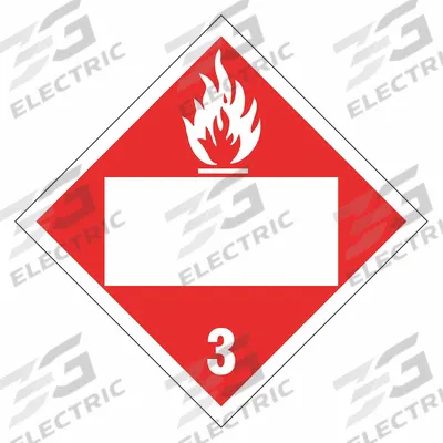 STRANCO Container Placard: Flame, 10 3/4 in x 10 3/4 in, 10 3/4 in Label Ht - Class 3: Flammable Liquids