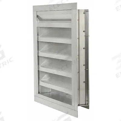 Dayton 32.5"H 56.5"W Drnbl Extrd Alu Combo Dmpr: Flanged, 29 1/2 in H, 53 1/2 in W - Combination Dampers & Louvers with Drainable Blades