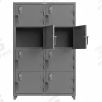 STRONG HOLD Locker: 48 in x 24 in x 75 in, 4 Tiers, 2 Units Wide, 8 Lockers, 24 in x 18 in, Steel (MPN 46-8D-24-4T-EK-L). Key specifications — Mounting Style: Surface; Brand: STRONG HOLD; Handle Type: Swing; Locker Color: Gray; Mounting Location: Freestanding; Locker Material: Steel; Frame Assembled: Assembled; Lock Type: Electronic Keypad.