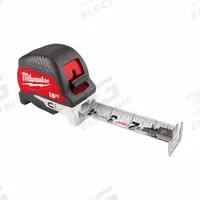 MILWAUKEE Magnetic Tape Measure: Magnetic Single Hook Tip, 16 ft / 16 ft/16 ft / 25 ft, Plastic, Red (MPN 48-22-1018M). Key specifications — attr935324: MILWAUKEE; attr942259: Red; attr935326: Architect's Scale; attr935328: 1/16 in; attr935329: Inches; attr935337: SAE; attr936607: Manual Lock; attr985315: Greater than 5 m.