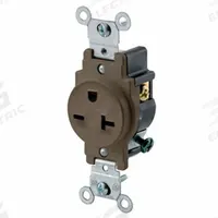 LEVITON Receptacle: Single, 6-20, Brown, 250V AC, 20 A, 2 Pole / 3 Wire (MPN 5821)