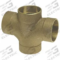 NIBCO Sweat Fitting Tee: 2 in CTS x 2 in CTS x 1 1/2 in CTS, Cup x Cup x Cup, Drain/Vent, Bronze (MPN E270500)