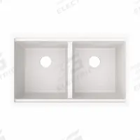ELKAY Sink: 32 1/2 in Overall Lg, 20 in Overall Wd, 9 1/2 in Bowl Dp, 14 3/4 in Bowl Lg, 2 Bowls (MPN ELGU3322WOWH0). Key specifications — Brand: ELKAY; Faucet Handle Type: None; Color Family: White.