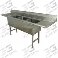 ADVANCE TABCO Scullery Sink: 3 Bowls, 43 in Overall Ht, 84 in Overall Lg, 26 in Overall Wd (MPN FC-3-1620-18RL-X). Key specifications — Brand: ADVANCE TABCO.
