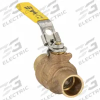 APOLLO Manual Two-Way Ball Valve: 3/4 in, Bronze, Straight, Sweat x Sweat, Full Port, Two-Piece (MPN 77C20427A). Key specifications — Brand: APOLLO; Handle: Locking Lever.