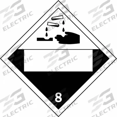 BRADY Container Placard: 8, 10 3/4 in x 10 3/4 in, 10 3/4 in Label Ht - Class 8: Corrosive