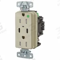USB Receptacle: Duplex, 5-15R, 2 USB Ports, USB Type A/C, Ivory, 125V AC, 15 A (MPN USB8200CPDI). Key specifications — Brand: HUBBELL.