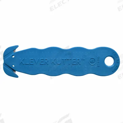 KLEVER Safety Cutter: 4 5/8 in Overall Lg, Contoured Handle, Textured, Stainless Steel - Disposable Dual-Hook Safety Cutters