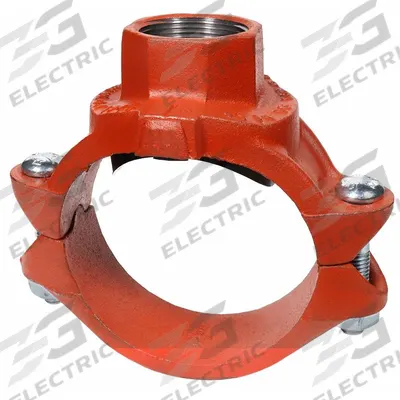 GRUVLOK Clamp Coupling: Clamp Tee, 2 in x 2 in x 1 1/2 in, EPDM Seal, 500 psi, Ductile Iron - Threaded Outlet Pipe Clamps