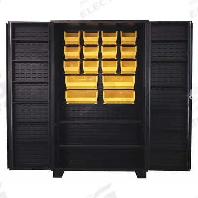 JAMCO Bin Cabinet: 48 in x 24 in 78 in, 14 Shelves, 16 Bins, Yellow, Deep Box - Standard Bin Cabinets with Shelves
