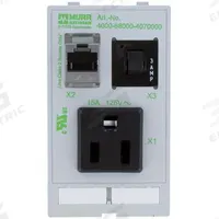 MURRELEKTRONIK Combination Insert: RJ45 Cat5E, NEMA 1-15, (1) 3A Fuse, 125 V AC Socket Volt Rating (MPN 4000-68000-4070000). Key specifications — Brand: MURRELEKTRONIK; Socket Configuration: NEMA 1-15; Resets: (1) 3A Fuse; Data Port Configuration: (1) RJ45 CAT5e; Insert Design: Data & Power Insert with 3A Reset.