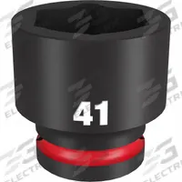 MILWAUKEE Standard Impact Socket: 3/4 in Drive Size, Metric, 41 mm Socket Size, 6-Point, Std (MPN 49-66-6379). Key specifications — attr1215501: MILWAUKEE; attr1215515: Black Phosphate; attr1215518: 41 mm.