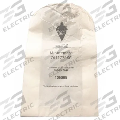 APPROVED VENDOR Vacuum Bag: Minuteman, Dry, Paper, 1-Ply, Std - Electric Industrial Vacuum Bags