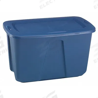 HOMZ Storage Tote: 32 gal, 31 7/8 in x 20 in x 17 3/4 in, Blue Body, Blue Lid - Colored Totes with Snap-On Lids