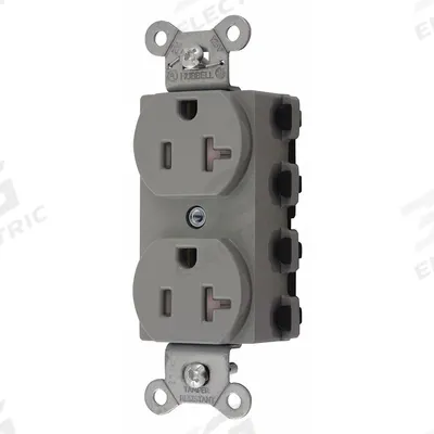 HUBBELL Receptacle: Duplex, 5-20, Gray, 125V AC, 20 A, 2 Pole / 3 Wire (MPN SNAP5362GYTRA) - General Purpose Receptacles