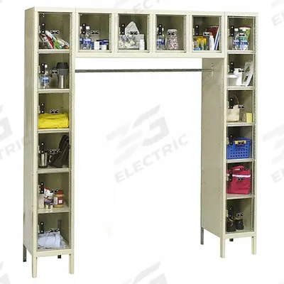 HALLOWELL Box Locker Unit with Coat Rod: 72 in x 18 in x 78 in, 6 Tiers, 6 Units Wide - Rack-Style Clearview Metal Box Lockers