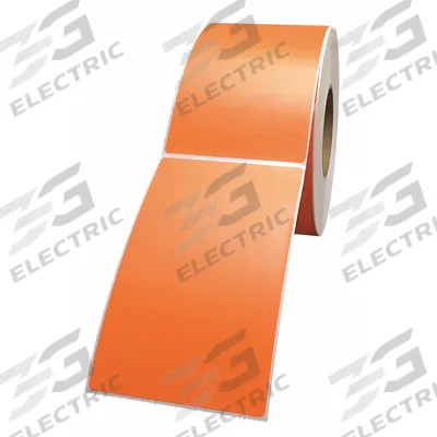 CRANE CONSUMABLES Printer Label: 4 in Label Wd, 6 in Label Ht, Orange, 3 in Core Dia. - Colored Direct Thermal Labels