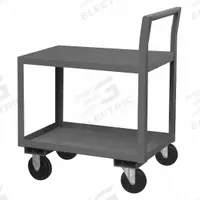 APPROVED VENDOR Utility Cart: 1,400 lb, 43 in L x 26 in W x 36 in H Overall Dim, 2 Shelves, Raised (MPN LDO-243639-2-5PO-95). Key specifications — Caster/Wheel Configuration: (2) Swivel; Brand: APPROVED VENDOR; Caster Wheel/Tread Material: Polyolefin.