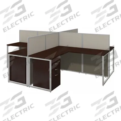 BUSH BUSINESS FURNITURE Modular Cubicle Workstation: 45 in Overall Ht, 119 in Overall Wd - Office Cubicles with Privacy Panels
