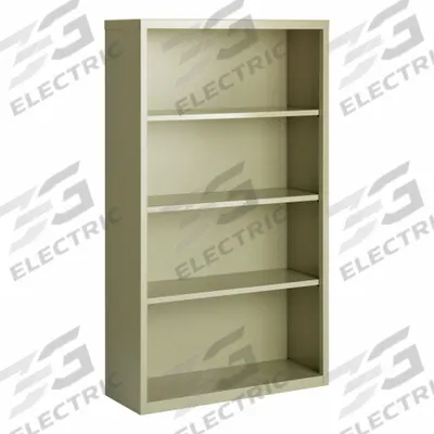 HIRSH Bookcase: Putty, Steel, 60 in Overall Ht, 34 1/2 in Overall Wd, 13 in Overall Dp - Stationary Bookcases