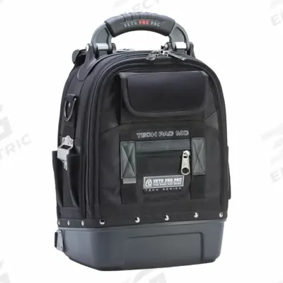 VETO PRO PAC Tool Bag: 12 in W 9 in D 17 in H, Ballistic Polyester/Polypropylene, Black - Backpacks with Changeable Inserts