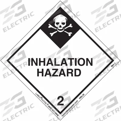 LABELMASTER Inhalation Hazard Placard: Inhalation Hazard, 3 15/16 in x 4 in, 4 in Label Wd - Class 2: Gases