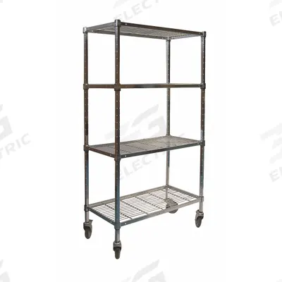 APPROVED VENDOR Wire Shelving Unit: 72 in x 18 in x 70 in, Dry, Split Sleeve, 4 Shelves - Mobile Wire Shelving for Dry Use