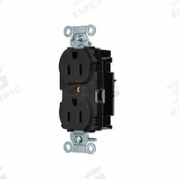 HUBBELL Receptacle: Duplex, 5-15, Black, 125V AC, 15 A, 2 Pole / 3 Wire (MPN 5252STBK)