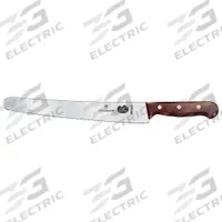 VICTORINOX Bread Knife: Wavy Edge, 10 1/4 in Overall Lg, Stainless Steel Blade, Wood Handle, Brown (MPN 5.2930.26). Key specifications — Sub-brand: Forschner Cutlery; Brand: VICTORINOX; Blade Material: Stainless Steel; Blade Type: Wavy Edge; Handle Color: Rosewood; Handle Material: Wood; Knife Type: Pastry Knife; NSF Certified: No.
