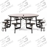 NATIONAL PUBLIC SEATING Cafeteria Stool Table: Gray Nebula, Stool Seat, 29 in Overall Ht, Circle (MPN MTR60S-MDPEPCGY10). Key specifications — Tabletop Structural Material: MDF; Tabletop Surface Material: Laminate.