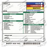 BRADY Right-To-Know Label: 5 in Ht, 5 in Wd, Paper, Adhesive, 5 in x 5 in, 100 PK (MPN 60330). Key specifications — Material: Paper.