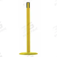 TENSABARRIER Single Belt Receiver Post: Round Flat, 37 1/2 in Post Ht, Yellow, Plastic, Flat (MPN 875-35-RCV). Key specifications — Brand: TENSABARRIER; Post Color: Yellow; Post Material: Plastic; Base Material: Cast Iron; Base Shape: Flat.