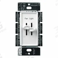 Speed and Light Control: Rocker/Single Slide, SPST, 2 Switches or Dials, 120V AC, White Plate, 1.5 A (MPN S2-LFSQ-WH). Key specifications — Switch Design: Single Slide; Brand: LUTRON; Reversible: Not Reversible; Input Voltage: 120V AC; Compatible with Series: Fan/Light Dual Control.