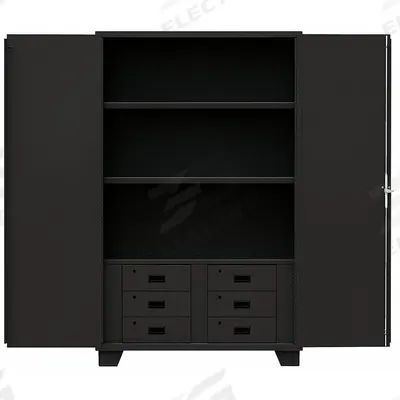 JAMCO Storage Cabinet: 48 in x 24 in x 78 in, Swing Handle & Padlock Hasp, 14 ga Panel Thick - Industrial Shelf Cabinets with Drawers