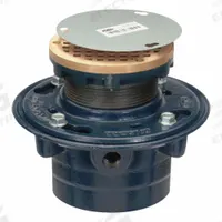 ZURN Floor Drain: 8 3/8 in Overall Dia, 6 1/4 in Grate Size, 4 in Nominal Pipe Size, No Hub, Round (MPN ZN415-4NH-6BZ-PC). Key specifications — Color: Gray; Connection Type: No Hub; Brand: ZURN; Includes: Body.