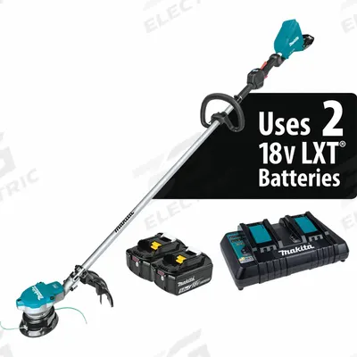 MAKITA Battery-Powered String Trimmer Kit: 15 in Cutting Wd, Straight Shaft - Battery-Powered String Trimmers