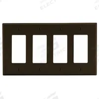 HUBBELL Wall Plate: Decorator-Rocker, 4 Gang, Brown, Std Size (MPN P264). Key specifications — Brand: HUBBELL; Material: Polycarbonate.